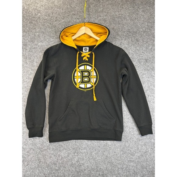 NHL Other - NHL Boston Bruins Hoodie Mens Medium Black Yellow Lace Up Hockey Sweatshirt